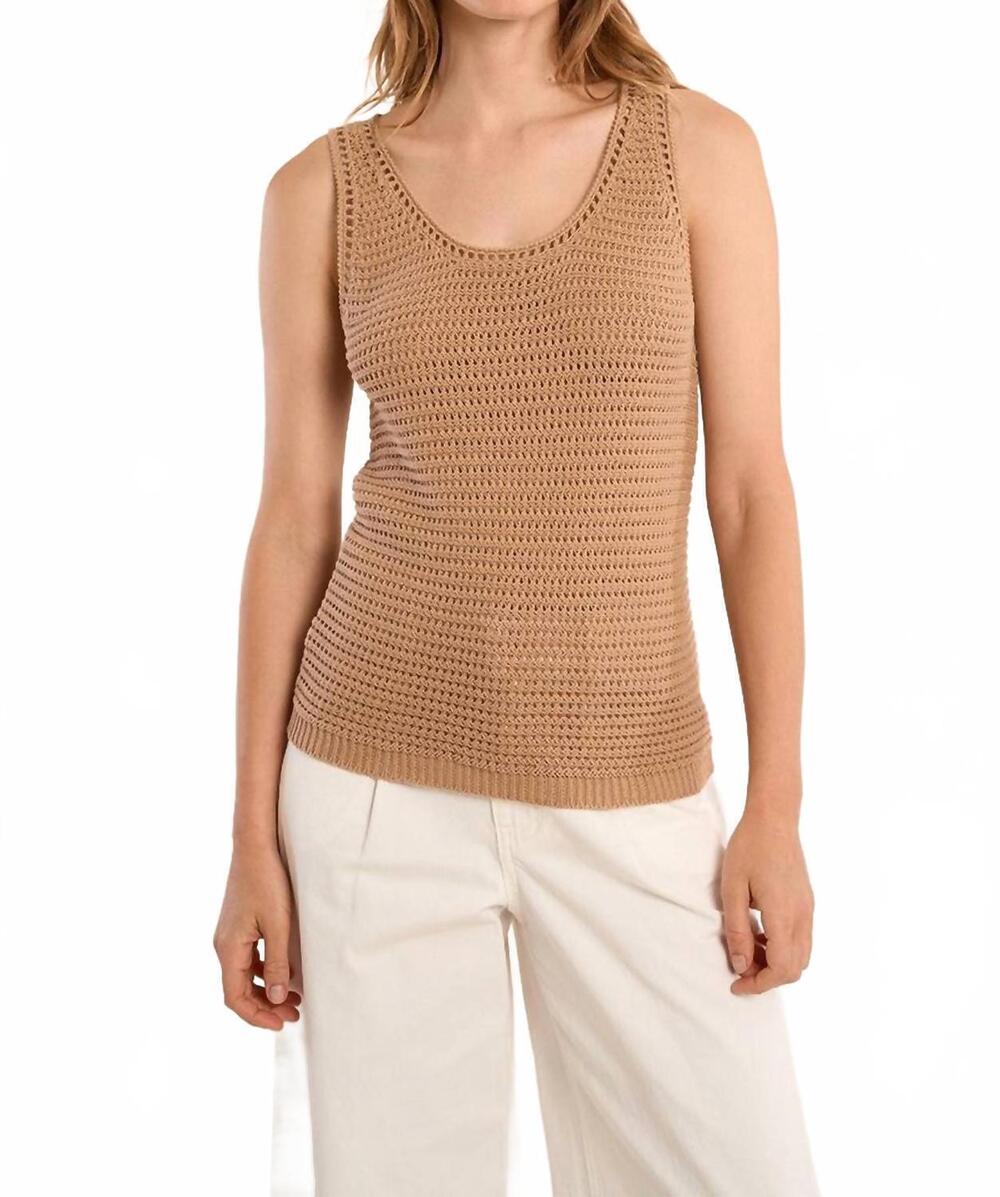 NEW MOLLY BRACKEN crochet knitted tank top in beige